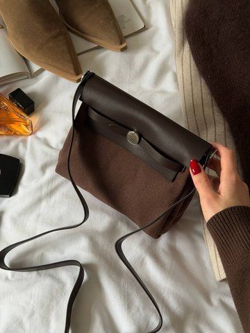 Жіноча сумка Hermes / Ермес Herbag Zip 20, компактна, для жінок, темно-коричнева, Китай H8220 - S08050-1373932 фото