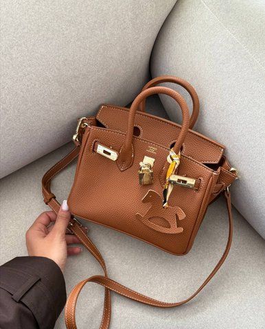 Женская сумка Hermes / Эрмес Birkin 20, с золотистой фурнитурой, компактная, коричневая, Китай H8215 - S08038-1272733 фото