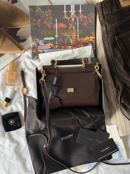 Женская сумка Dolce & Gabbana / Дольче Габбана Sicily мини, среднего размера, шоколадная, Китай pr00101 - S12008-1403617 фото
