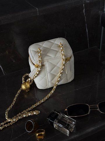 Жіноча сумка-кейс Chanel / Шанель Classic Pearl Crush міні, шкіряна, компактна, біла, Китай pr0027 - S02007-1149596 фото