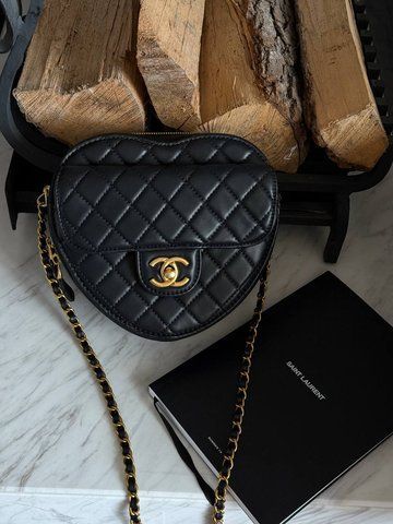 Жіночий клатч Chanel / Шанель Heart Chain, компактна, з магнітною коробкою, чорна, Китай pr3001 - S02022-1286161 фото