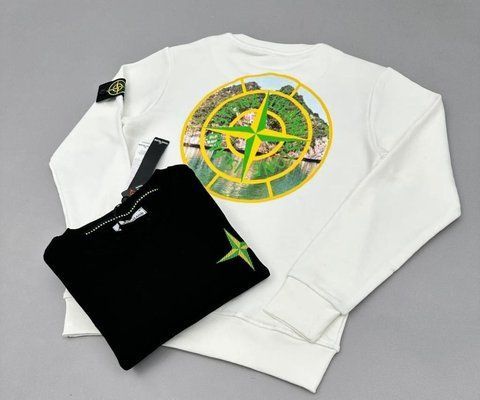 Мужской свитшот Stone Island / Стоун Айленд, трехнитка, демисезон, черный, Турция SwiatSI004 фото