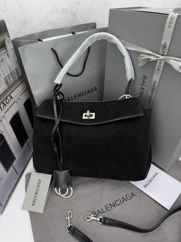 Жіноча сумка Balenciaga / Баленсіага Rodeo, з натуральної шкіри, зі сріблястою фурнітурою, чорна, Китай P18007-979098 фото