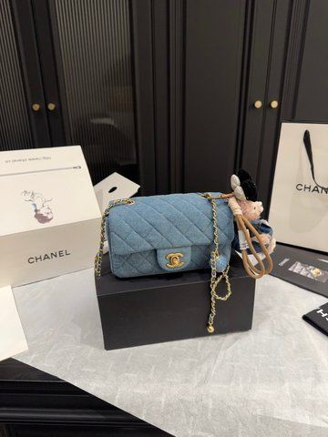Жіноча сумка на плече Chanel / Шанель Classic Flap, з деніму, синя, для повсякденного носіння, Китай 7906-1575565 фото