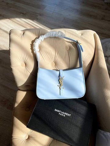 Женская сумка-хобо YSL / Ив Сен-Лоран, из экокожи, гладкий компактный корпус, голубая, Китай 5335-1658458 фото