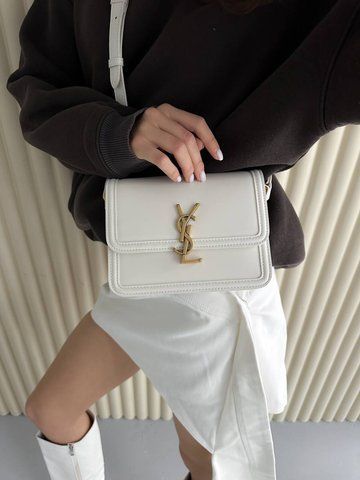 Жіноча сумка Saint Laurent / Сен Лоран Solferino, із золотистою фурнітурою, біла, Китай ysl0411 - S03028-549539 фото