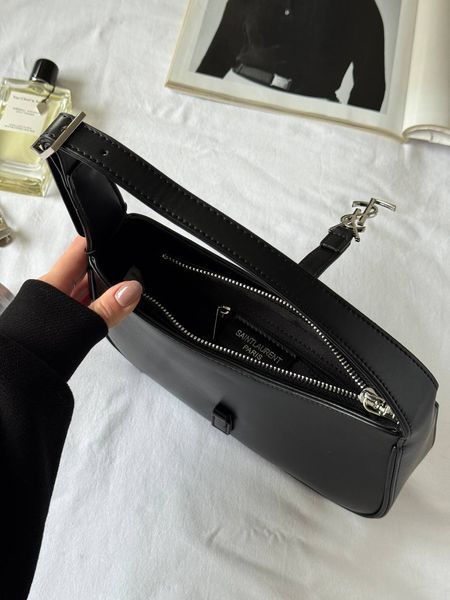 Жіноча сумка-хобо Saint Laurent / Сен Лоран Le 5 A 7, шкіряна, із сріблястою фурнітурою, чорна, Китай pr7119 - S03056-1327548 фото