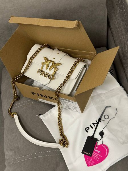 Жіноча сумка Pinko / Пінко міні Love One Simply, із золотистою фурнітурою, біла, Китай pr0002571 - S11012-549854 фото