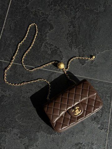 Жіноча сумка Chanel / Шанель Classic 1.55 малого формату, з одинарним клапаном, коричнева, Китай pr2998 - S02065-1220571 фото