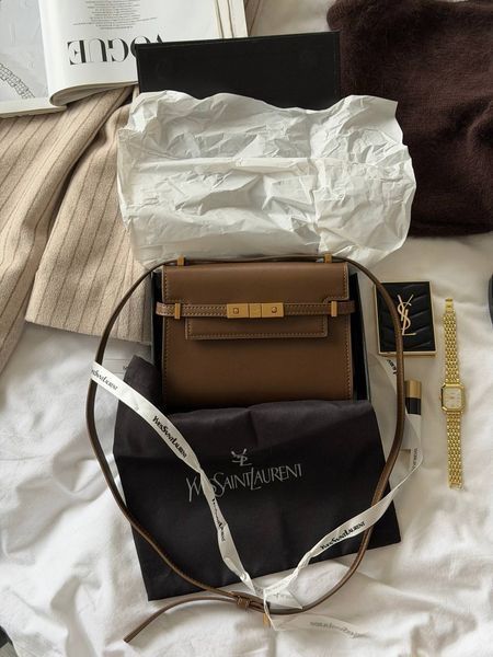 Женская сумка на плечо Saint Laurent / Сен Лоран Manhattan мини, кожаная, коричневая, Китай Pr98201 - S03015-1387602 фото