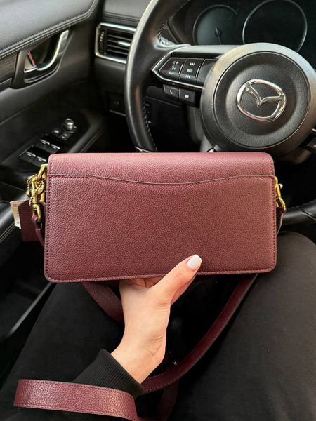 Жіноча сумка на плече Coach / Коуч Tabby 26, із золотистою фурнітурою, середнього розміру, винна, Китай pr01981 - S01074-1094710 фото