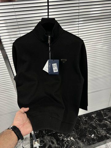 Мужской свитшот Prada / Прада, трикотаж, с воротником-стойкой, демисезон, черный, Турция SwiatPRL013 фото