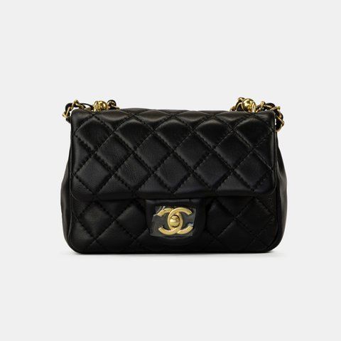 Жіноча плечова сумка на ланцюжку Chanel / Шанель, з натуральної шкіри, зі стьобаною фактурою, чорна, Китай #art0426-770770 фото