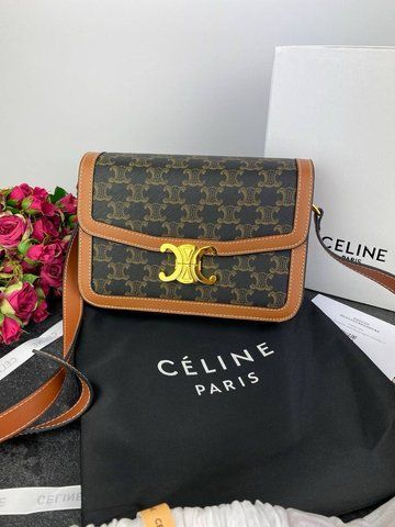 Жіноча кросбоді-сумка Celine / Селін, з канвасу, з монограмним принтом, коричнева, Китай P13005-799668 фото