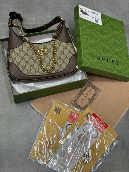 Жіноча сумка на плече Gucci / Гуччі Aphrodite малого формату, середнього розміру, коричнева, Китай pr0818 - S07017-942784 фото