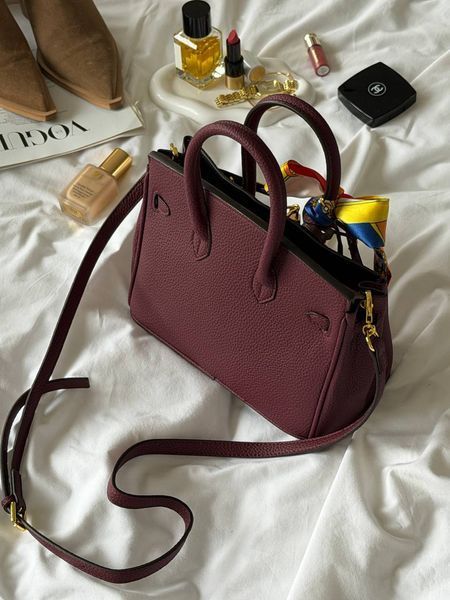 Женская сумка Hermes / Эрмес Birkin 25, с золотистой фурнитурой, среднего размера, бордовая, Китай H8309 - S08043-1403829 фото