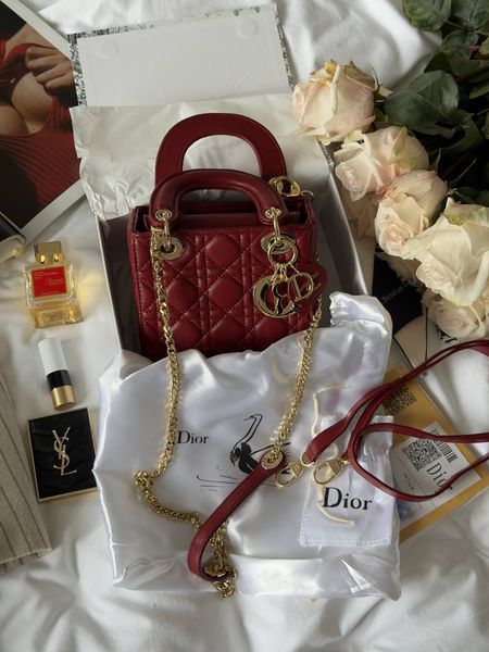 Женская сумка Dior / Диор мини Lady, компактная, с коробкой, для женщин, бордовая, Китай pr01277 - S05039-1261742 фото