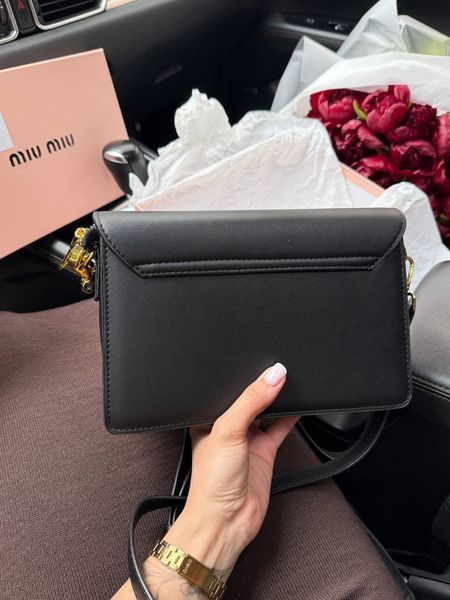 Жіноча сумка на плече Miu Miu / Міу Міу, шкіряна, середнього розміру, з коробкою, чорна, Китай miu2493 - S15045-1193922 фото