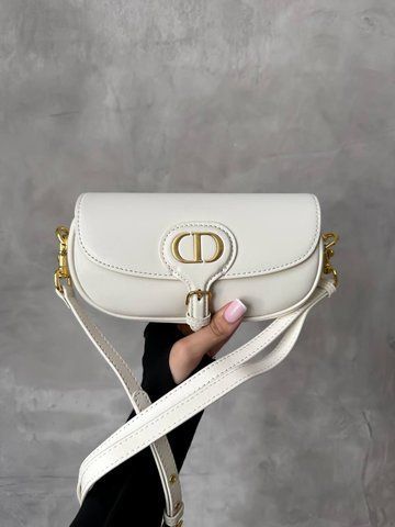 Жіноча сумка Dior / Діор Bobby East-West, шкіряна, середнього розміру, з коробкою, біла, Китай pr1900 - S05011-770581 фото