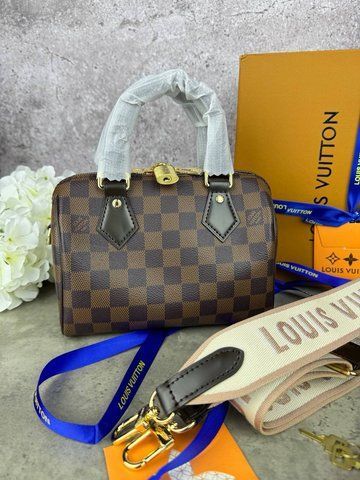 Женская сумка с верхней ручкой Louis Vuitton / Луи Виттон Speedy Bandouliere 20, из канваса, коричневая, Китай P1078-1472521 фото