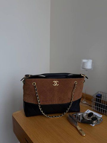 Жіноча сумка-тоут Chanel / Шанель Shopping 33, із золотистою фурнітурою, коричнева, Китай CHL9044 - S02105-1459401 фото
