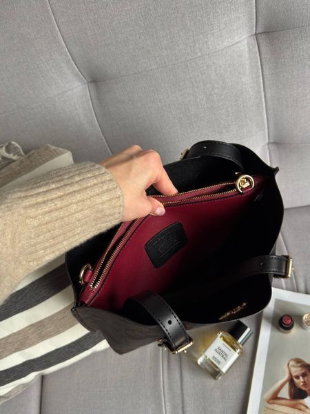 Женская сумка-тоут Coach / Коуч Mollie 25, из канваса, с черными акцентами, темно-коричневая, Китай pr87924 - S01102-1469670 фото