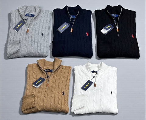 Мужской свитшот Polo Ralph Lauren / Поло Ральф Лорен, вязаный трикотаж, с воротником-стойкой, демисезон, серый SwiatPRL009 фото