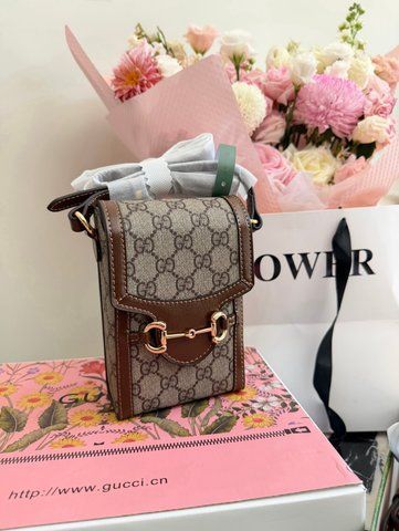 Жіноча сумка Gucci / Гуччі Horsebit 1955, з канвасу, коричнева, для повсякденного носіння, Китай 1619-1748069 фото