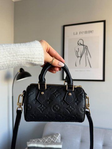 Женская сумка Louis Vuitton / Луи Виттон Speedy нано Monogram Empreinte, с монограммным узором, черная, Китай pr7373 - S04051-1510480 фото
