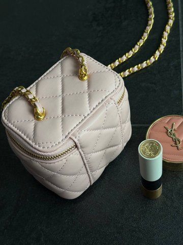 Жіноча сумка-кейс Chanel / Шанель Classic Pearl Crush міні, шкіряна, компактна, пудрова, Китай pr3801 - S02001-1216467 фото