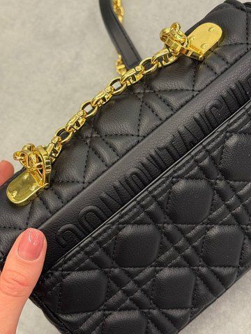Женская сумка Dior / Диор малого формата Caro, среднего размера, с коробкой, черная, Китай pr09989 - S05007-979395 фото