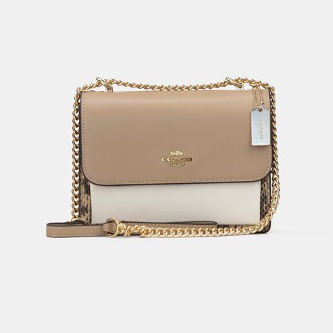 Жіноча сумка на ланцюжку Coach / Коуч, з натуральної шкіри, клапан і ремінець-ланцюжок, бежева, Китай #art0446-967542 фото