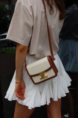 Жіноча сумка Celine / Селін Teen Triomphe, з текстилю та шкіри, коричнево-бежева, Китай pr0037 - S10012-726433 фото