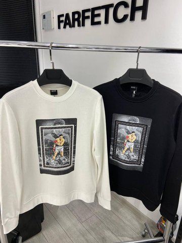 Мужской свитшот Hugo Boss / Хуго Босс, трехнитка, демисезон, черный, Турция SwiatBsn003 фото