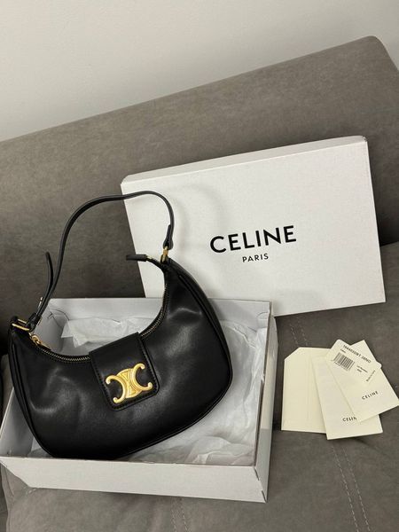 Жіноча сумка Celine / Селін Ava Triomphe, шкіряна, з гладкою фактурою, середнього розміру, чорна, Китай pr00049 - S10003-536626 фото