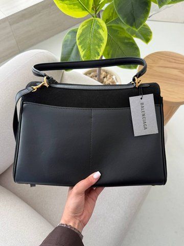 Жіноча сумка Balenciaga / Баленсіага Rodeo великого формату, замшева, із золотистою фурнітурою, чорна, Китай B2199 - S09008-1272691 фото
