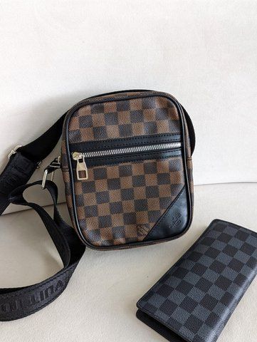 Мужская сумка через плечо Louis Vuitton / Луи Виттон, из экокожи, плечевой ремешок, коричневая, Китай 20391-2-530711 фото