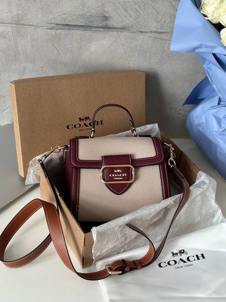 Женская сумка на плечо Coach / Коуч Hero, текстильная, среднего размера, коричневая, Китай co5015 - S01039-799410 фото