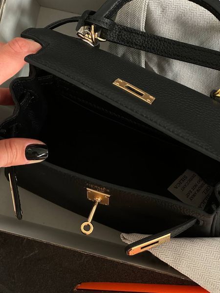 Женская сумка Hermes / Эрмес Kelly 20, компактная, для женщин, женская модель, черная, Китай H2989 - S08019-829551 фото