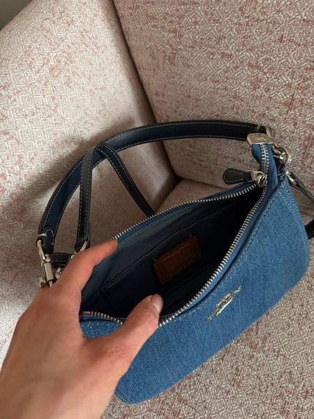 Женская сумка на плечо Coach / Коуч Teri, из денима, с денимовой фактурой, с серебристой фурнитурой, Китай pr0097 - S01103-1459397 фото
