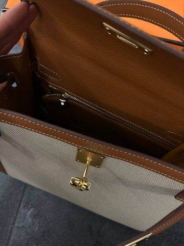 Жіноча сумка Hermes / Ермес Kelly 30, з канвасу, велика, для жінок, жіноча модель, коричнева, Китай pr0754 - S08016-769860 фото